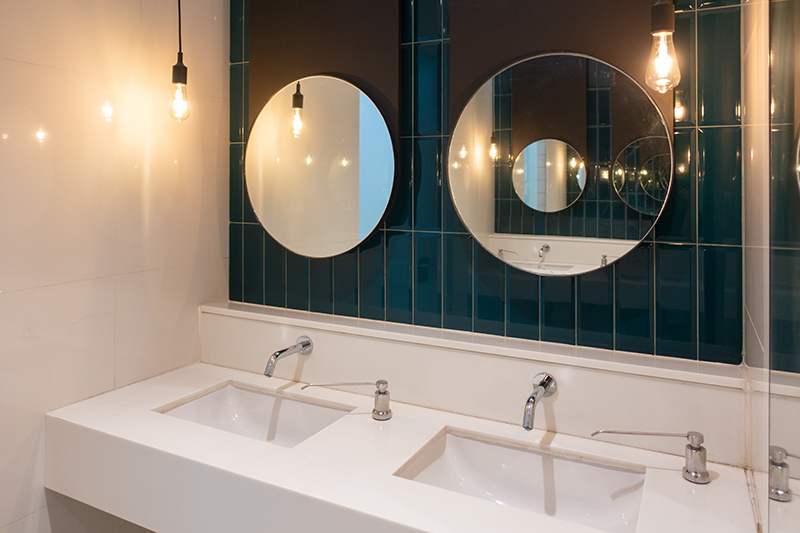 Row of modern marble ceramic wash basin in public toilet, restroom in restaurant or hotel or shopping mall, interior decoration design Solar Leads process